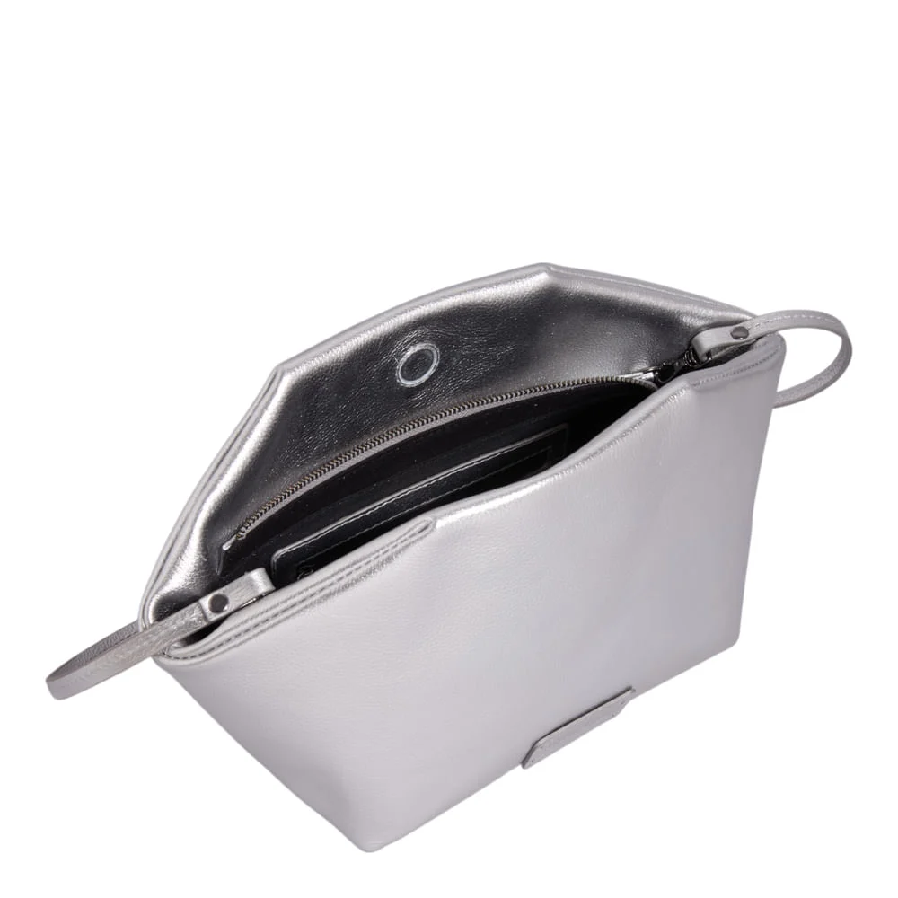 Bolsa M Couro Metalizado Prata - vista 3 de 3