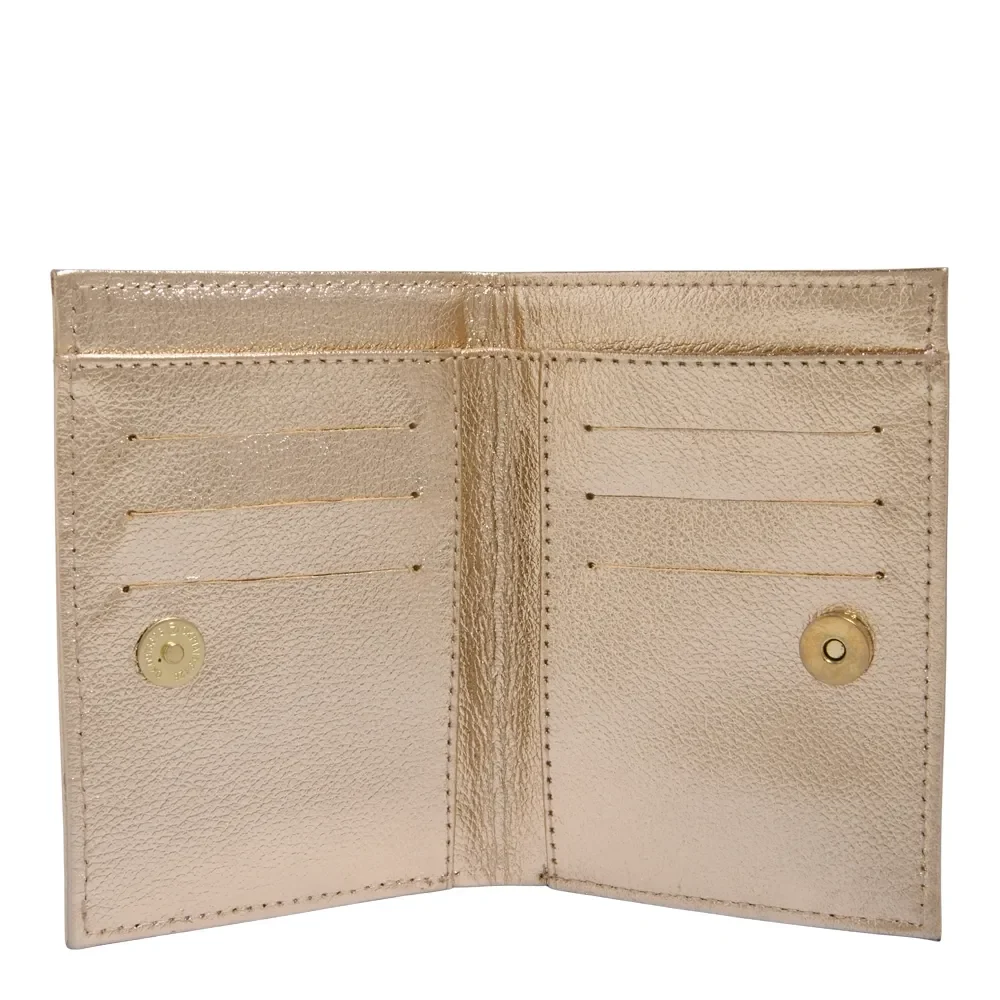 Carteira Couro Metalizado Dourada - vista 3 de 3