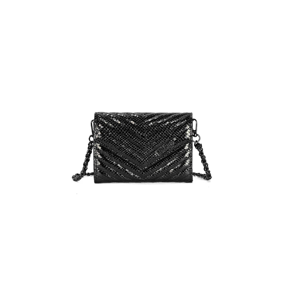 Bolsa Carteira Material Metalizado Preto Alça Transversal - vista 1 de 3