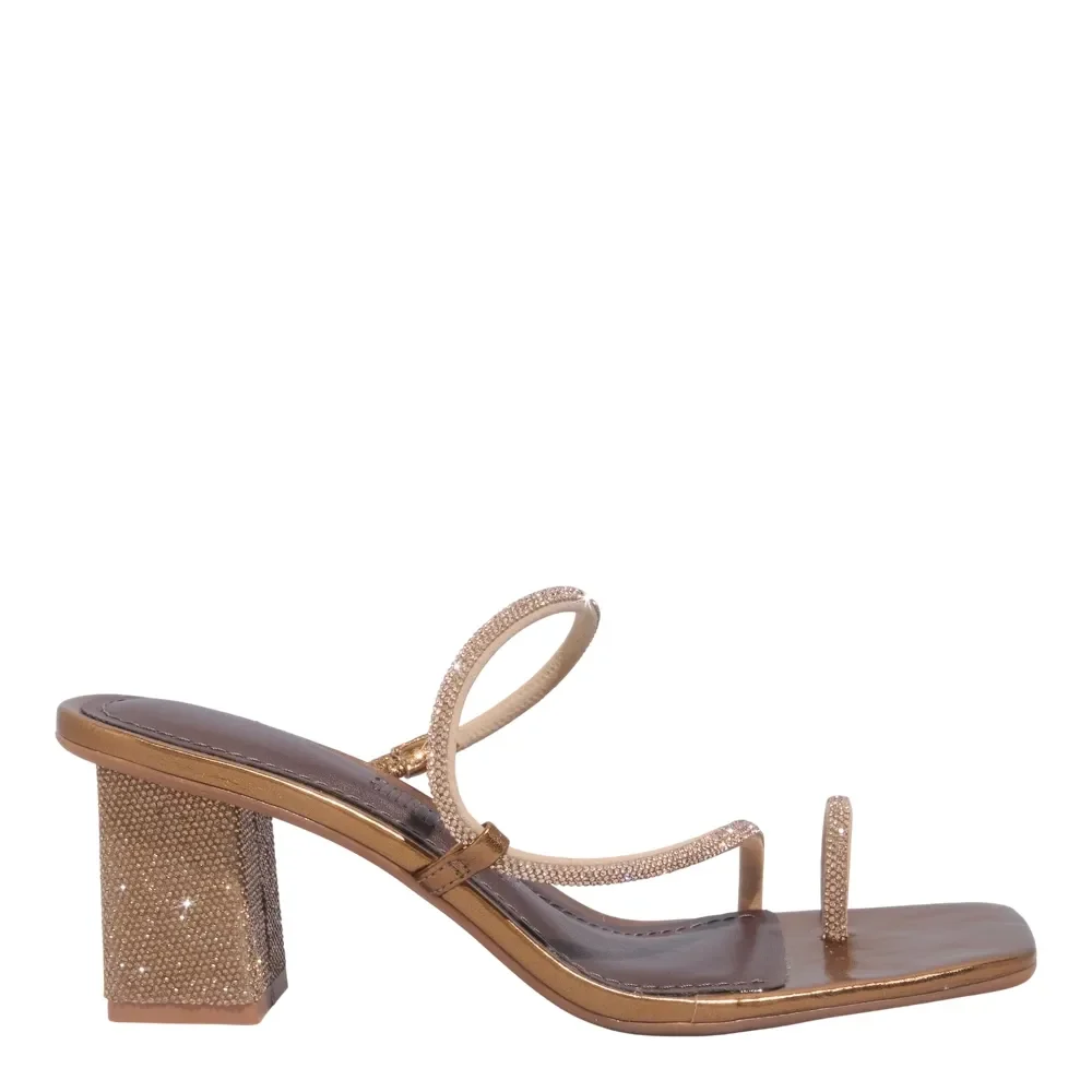 Mule Tecido Splendore Bronze Salto Grosso - vista 1 de 3