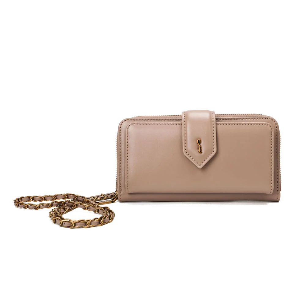 Bolsa Carteira Soft Com Caixa Alça De Ombro Corrente Rose - vista 3 de 8