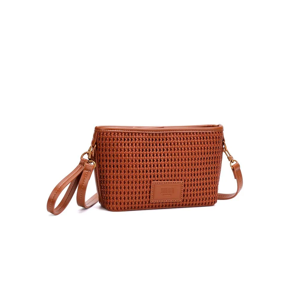 Bolsa Clutch Tressê Marrom Terracota Alça Transversal - vista 2 de 5
