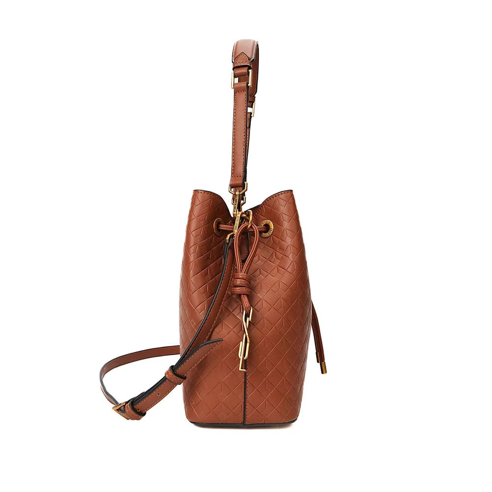 Bolsa Bucket Média Soft Cubos Caramelo Alça Dupla - vista 4 de 6
