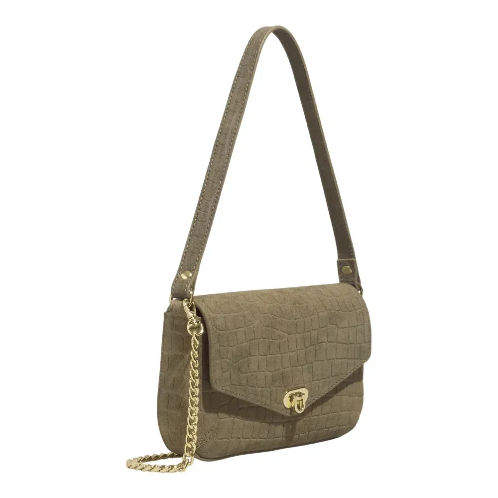 Bolsa P Couro Camurça Croco Fog - vista 2 de 3