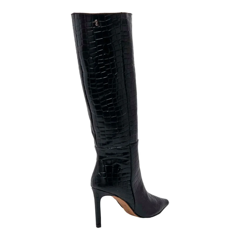 Bota Cano Longo Croco Italiano Bico Fino Preta - vista 3 de 3