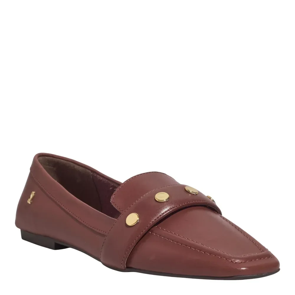 Mocassim Couro Soft Bico Quadrado Marrom Terracota - vista 2 de 4