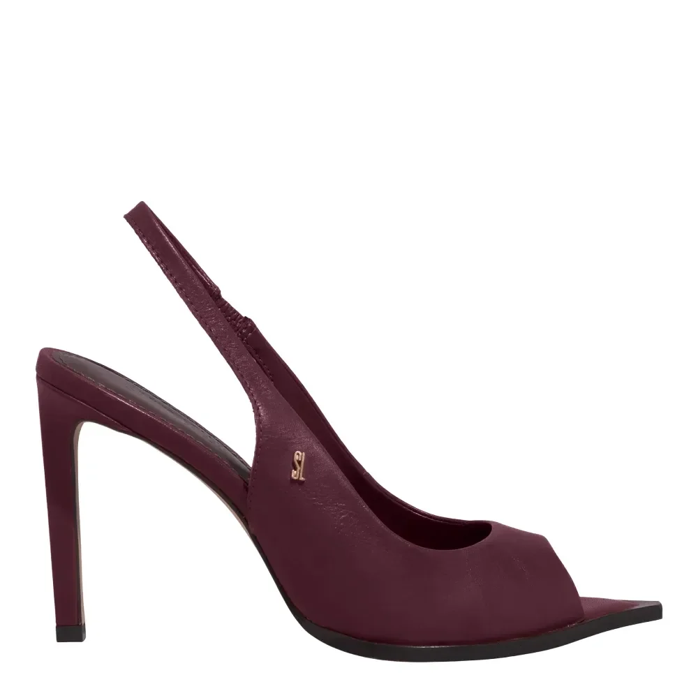 Sandália Peep Toe Couro Bico Folha Roxo Berry - vista 1 de 3