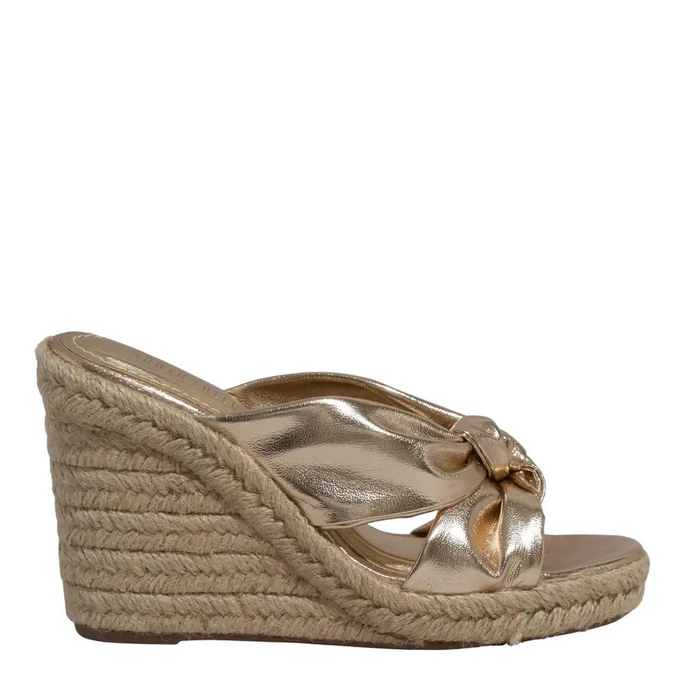 Mule Espadrille Anabela Dourada Metalizada - vista 1 de 3
