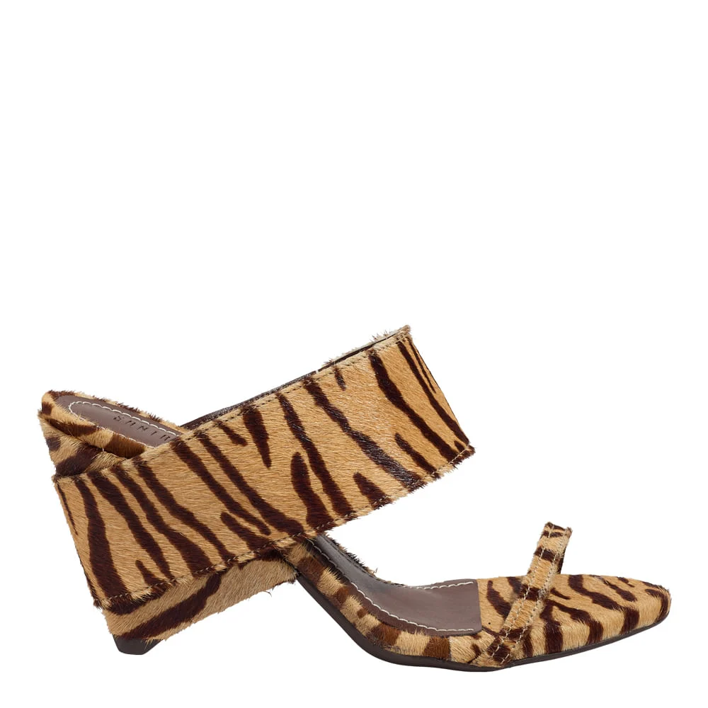 Mule Couro Pelo Estampa Animal Print Zebra - vista 1 de 4