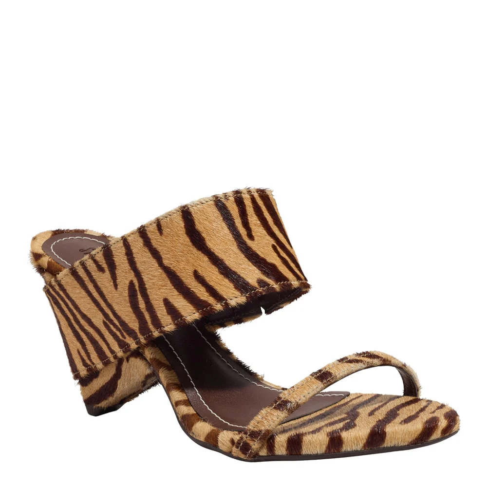 Mule Couro Pelo Estampa Animal Print Zebra - vista 2 de 4