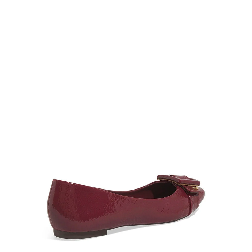 Sapatilha Fivela Verniz Glossy Bico Quadrado Vermelho Carbenet - vista 3 de 6