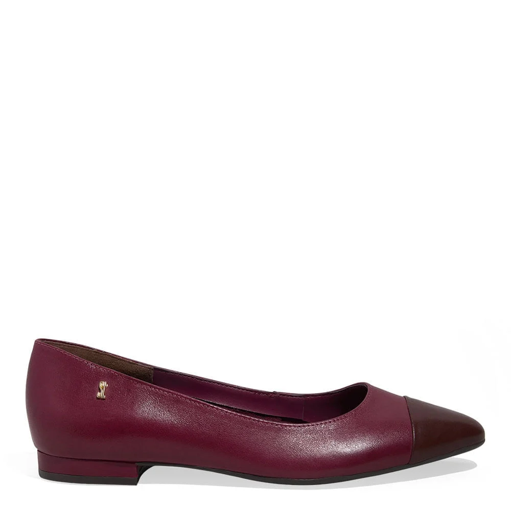 Sapatilha Couro Nobre Soft Bico Fino Roxo Beterraba - vista 1 de 5