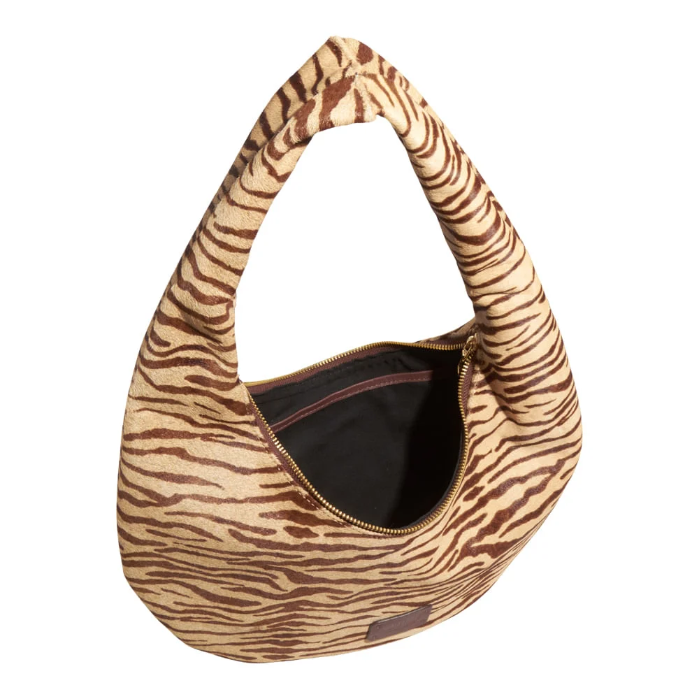 Bolsa Hobo Animal Print Couro Pelo Zebra Bege - vista 3 de 3