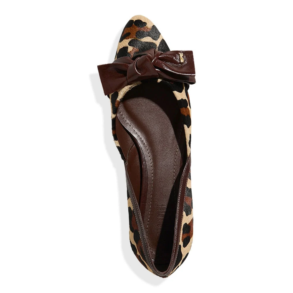Sapatilha Laço Couro Pelo Animal Print Onça - vista 5 de 6