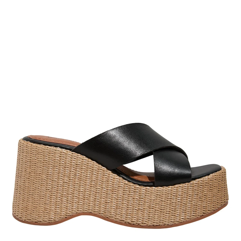 Espadrille Plataforma Couro Nobre Soft Preto - vista 1 de 4