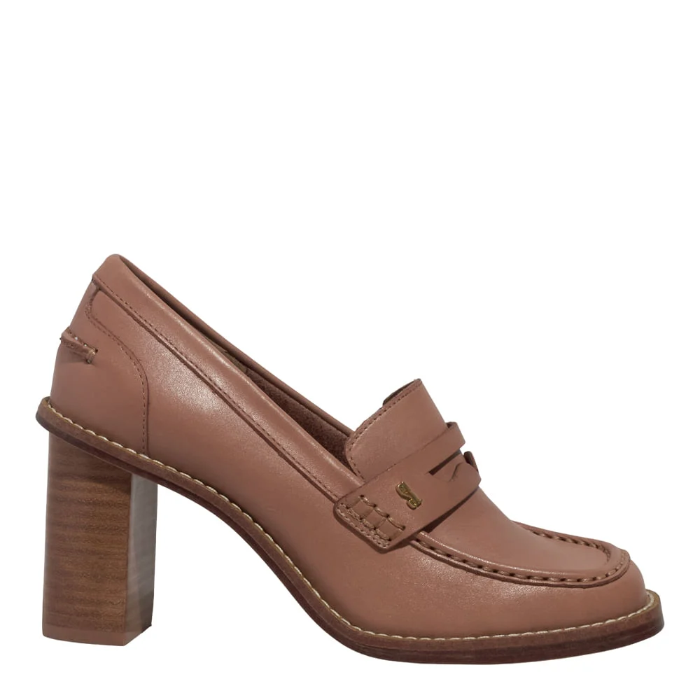 Mocassim Couro Nobre Soft Marrom Safari Salto Grosso - vista 1 de 4