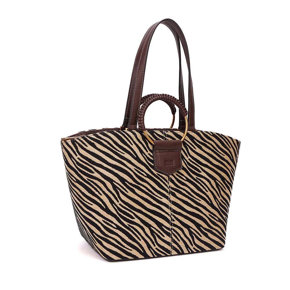 Bolsa Shopper Palha Zebra Animal Print Alça Dupla - vista 3 de 8