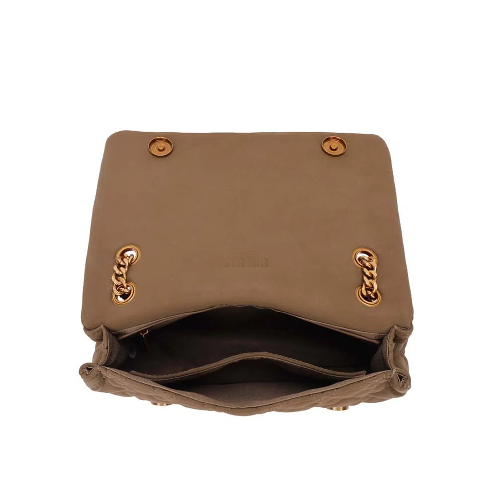 Bolsa Nobuck Matelassê Marrom Steel Alça Corrente - vista 7 de 7