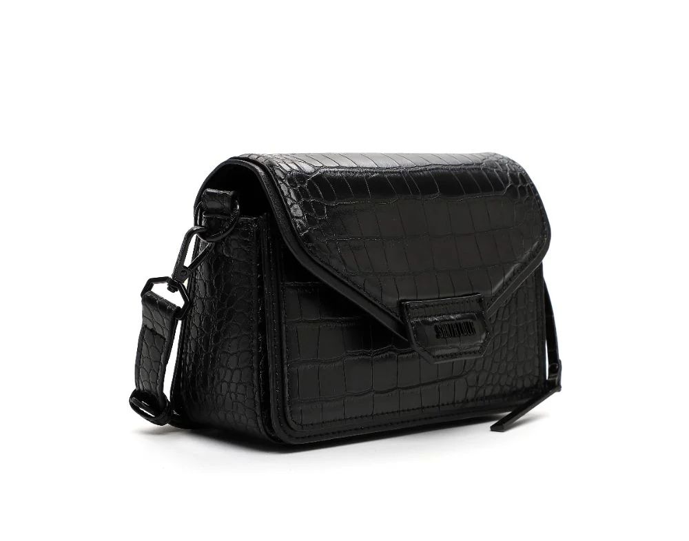 Bolsa Envelope Pequena Croco Preto Transversal - vista 1 de 4
