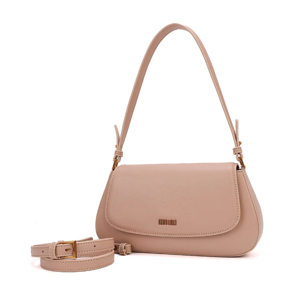 Bolsa Com Caixa Soft Estruturada Bege Liso - vista 4 de 8