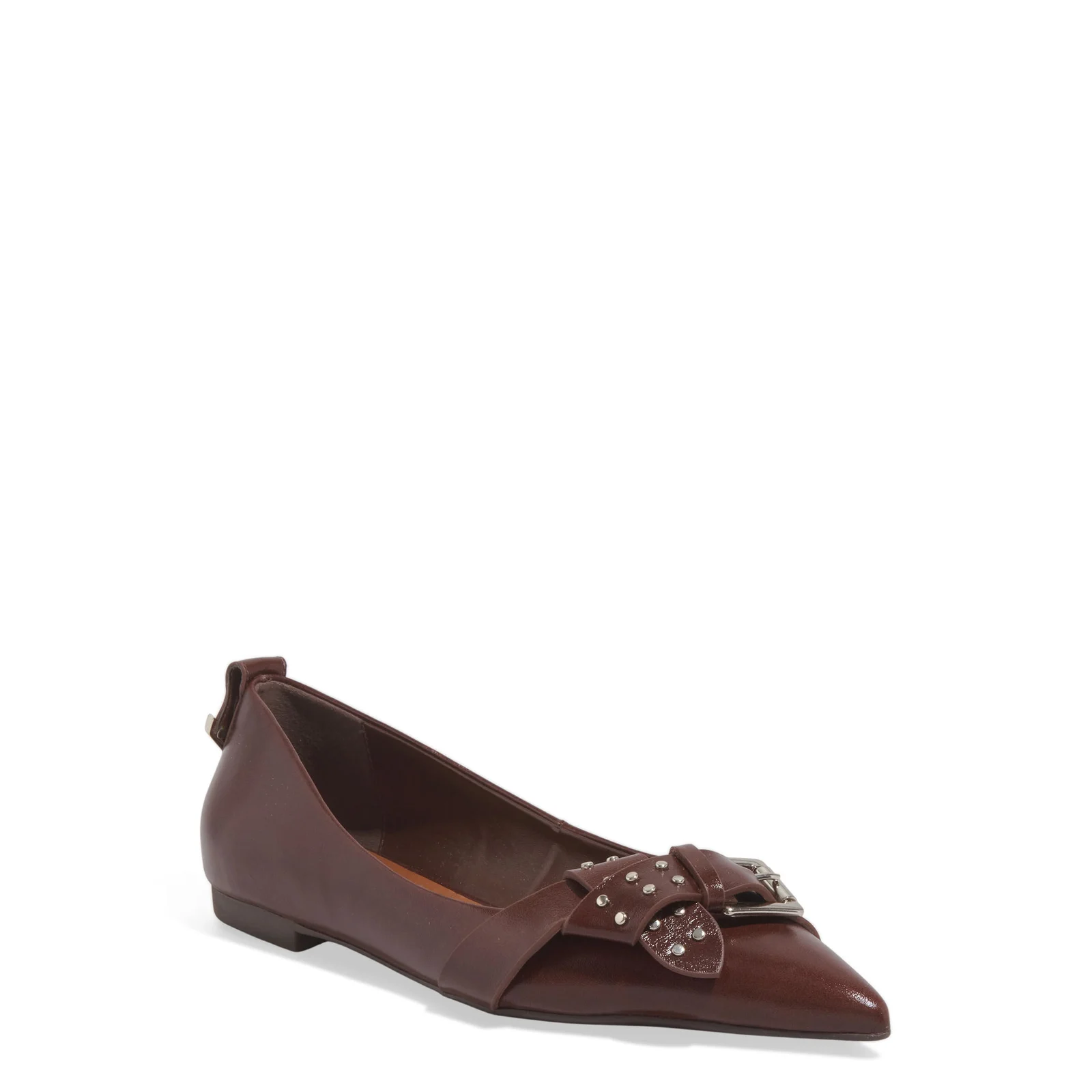 Sapatilha Couro Marrom Dark Bico Fino Fivela - vista 2 de 6