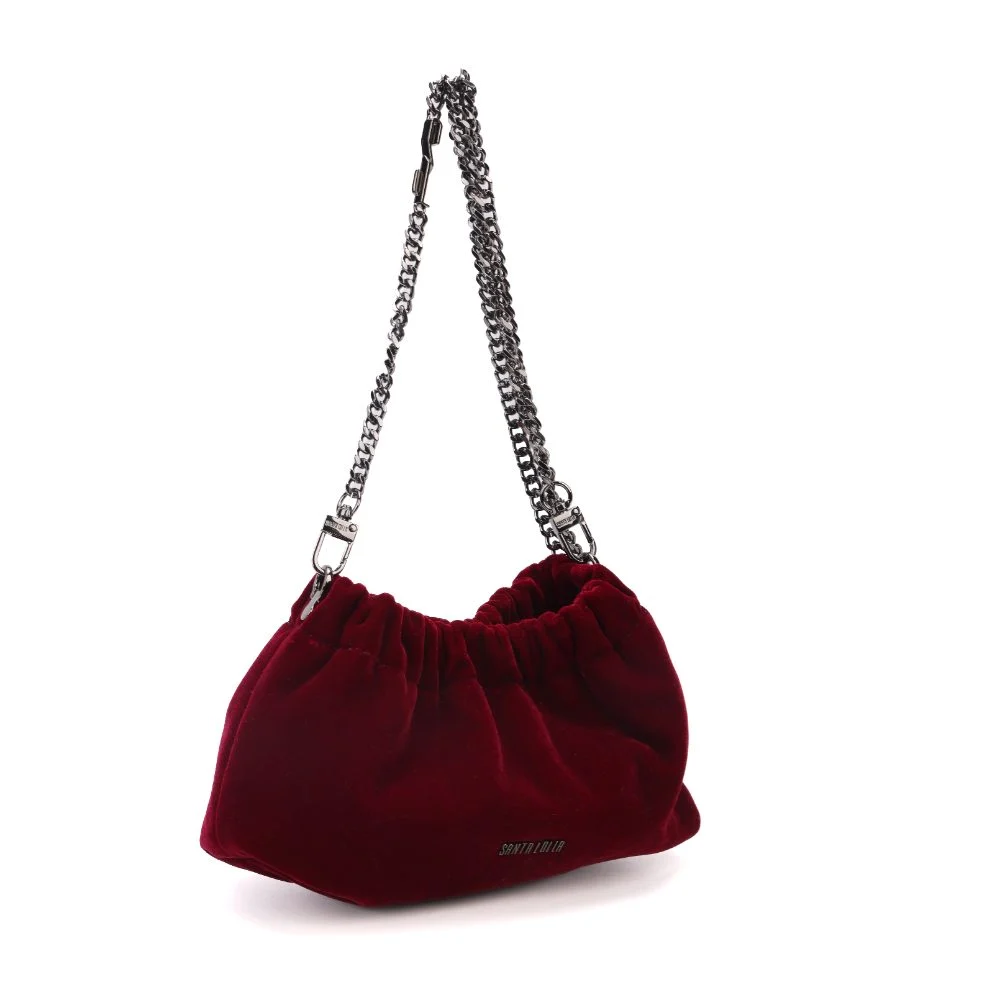 Bolsa Veludo Vermelho  Berry Alça de Ombro Corrente - vista 2 de 7