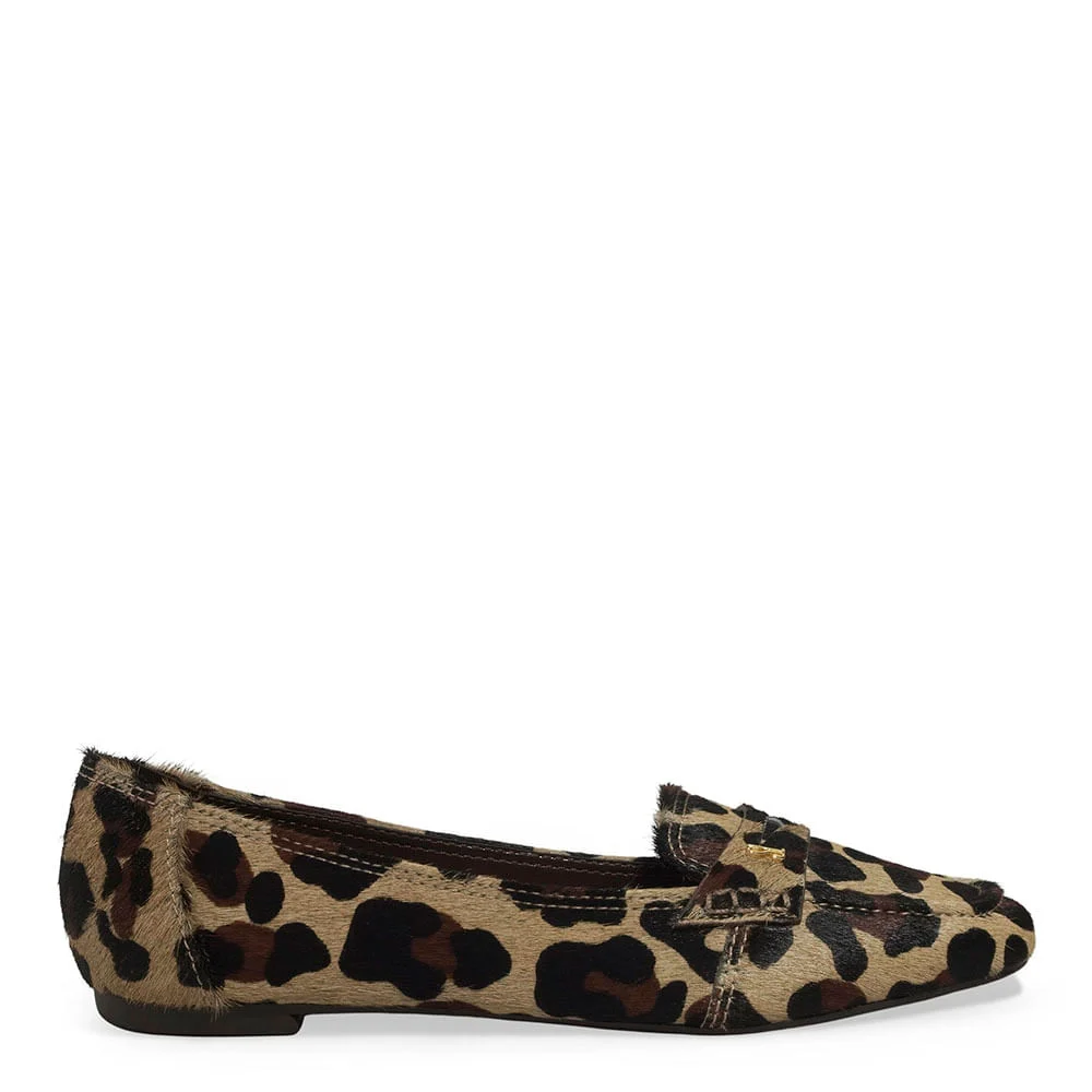 Mocassim Couro Estampa Pelo Onça Animal Print - vista 1 de 5