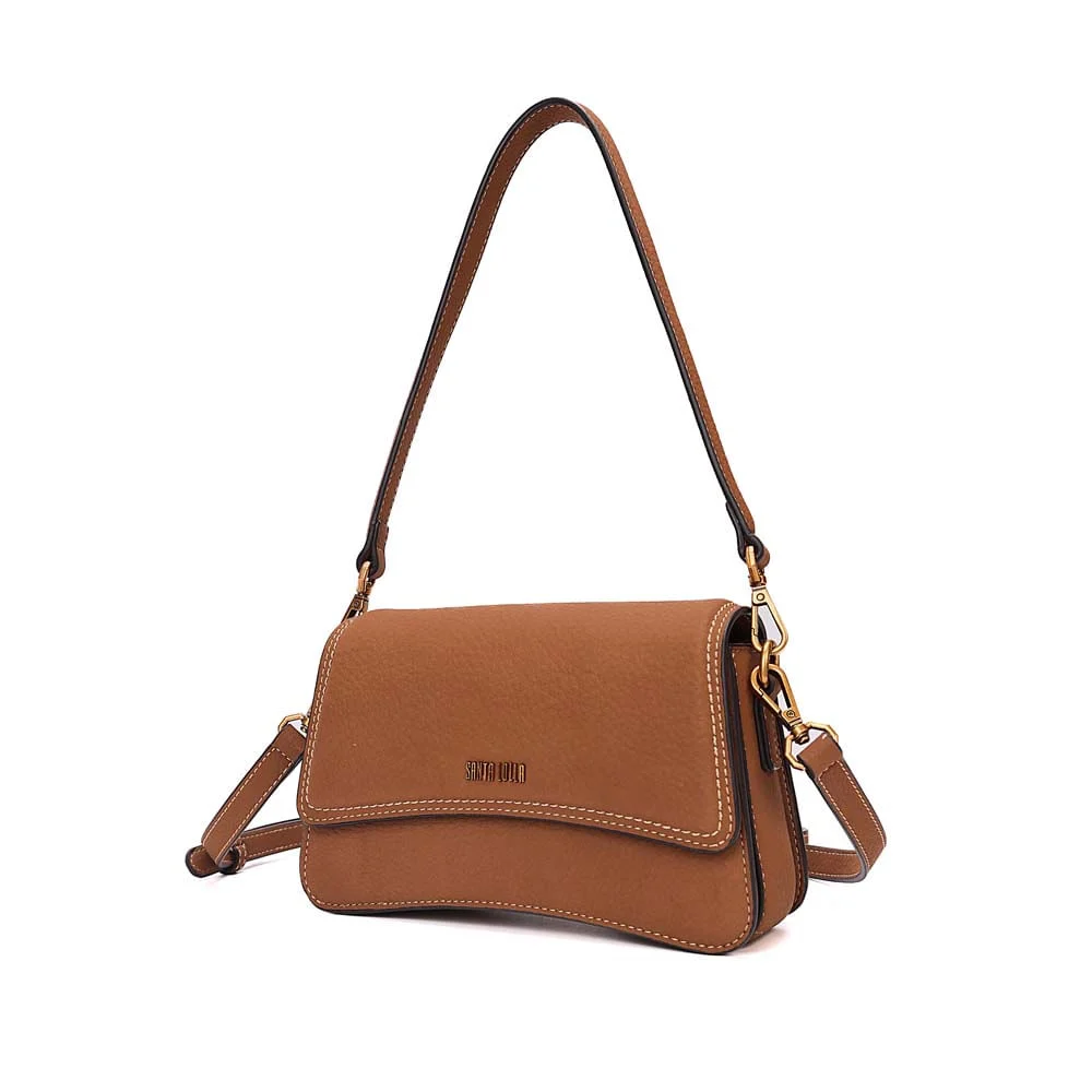 Bolsa Baguete Pequena Nobuck Terracota Pespontos - vista 2 de 6