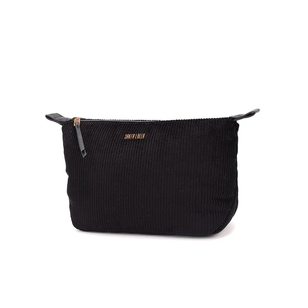 Necessaire Pequena Veludo Cotelê Preto - vista 3 de 7