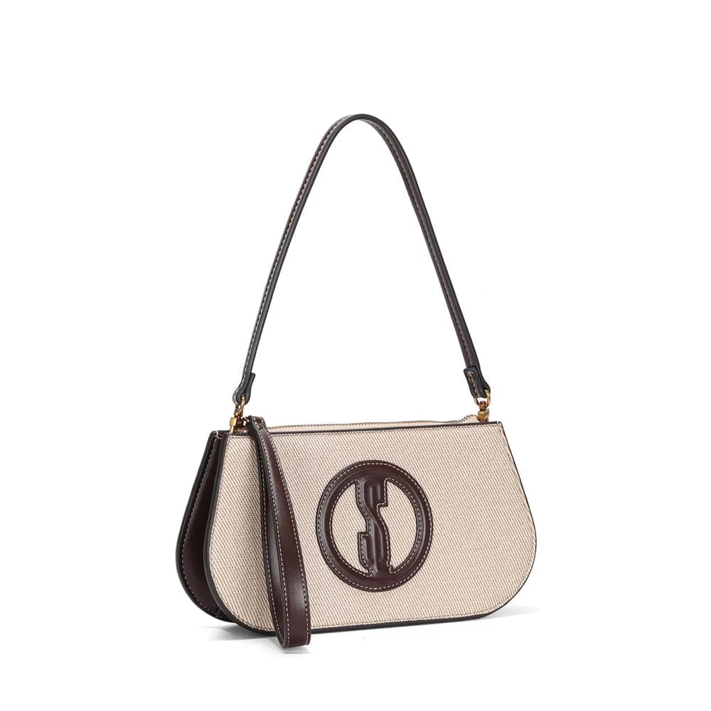 Bolsa Clutch Canvas Marrom Dark Alça De Ombro - vista 2 de 3