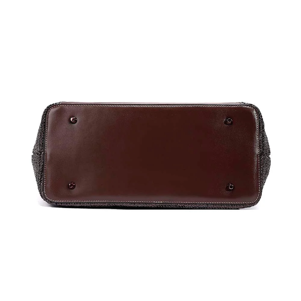 Bolsa Grande Tramado Marrom Dark Alça De Ombro - vista 8 de 8