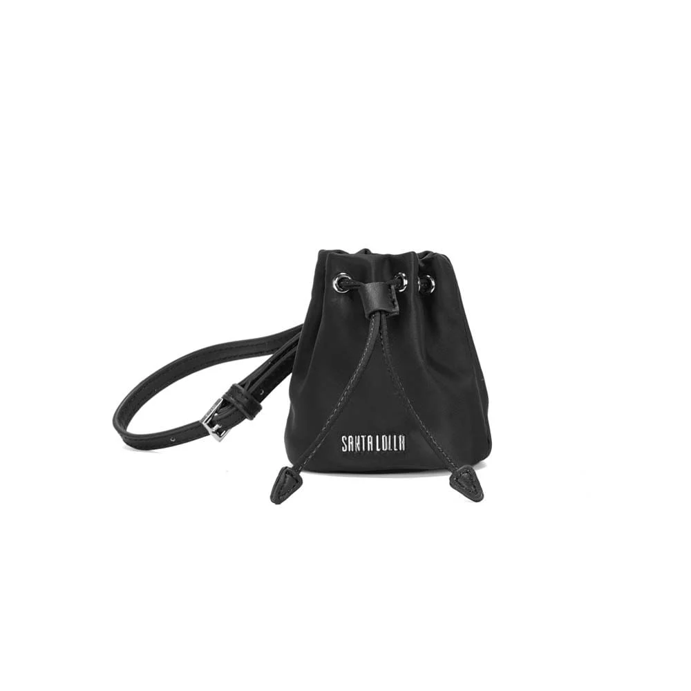 Chaveiro Mini Bolsa Bucket Nylon Preto Alça Transversal - vista 1 de 3