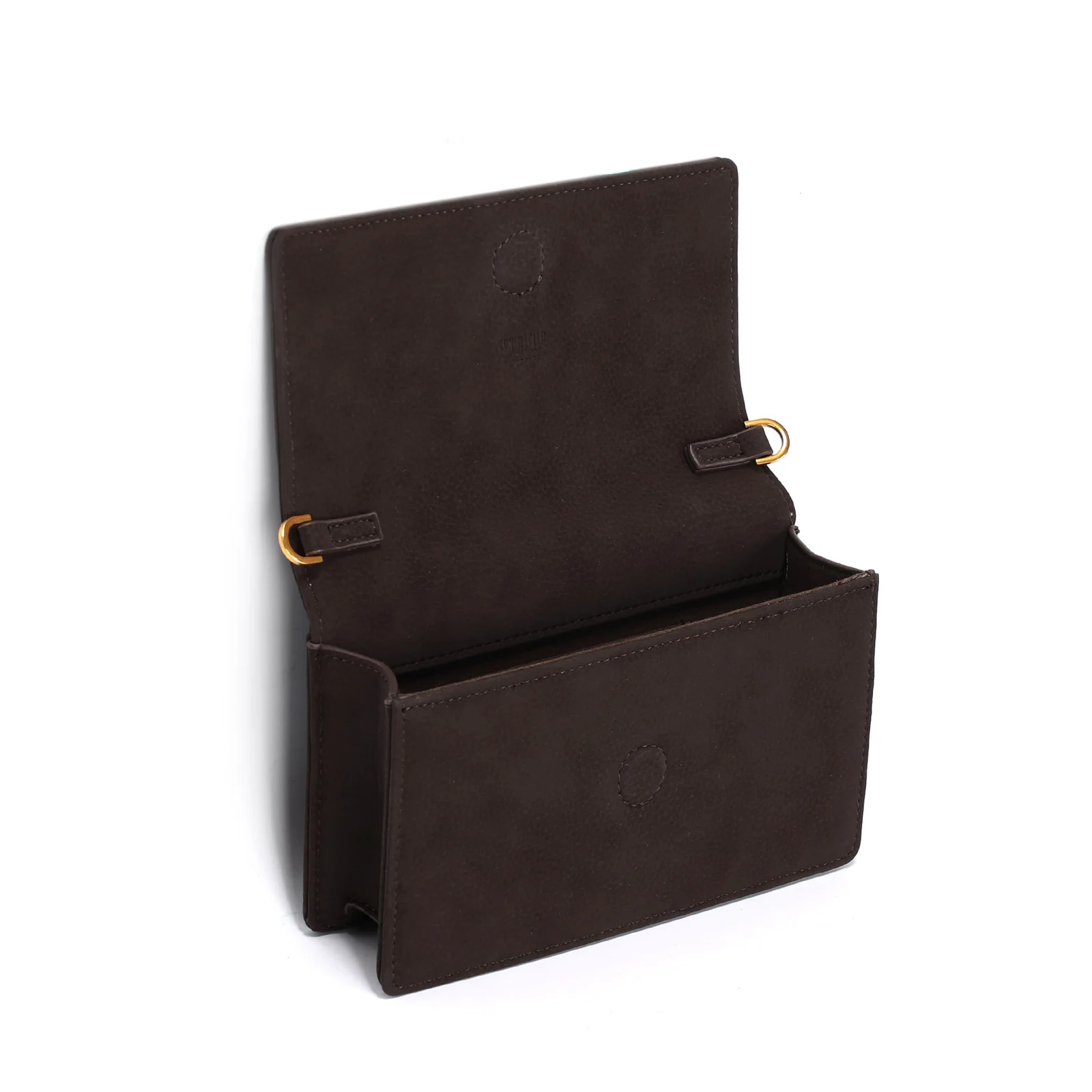 Bolsa Pequena Material Croco Marrom Dark Alça Transversal - vista 3 de 3