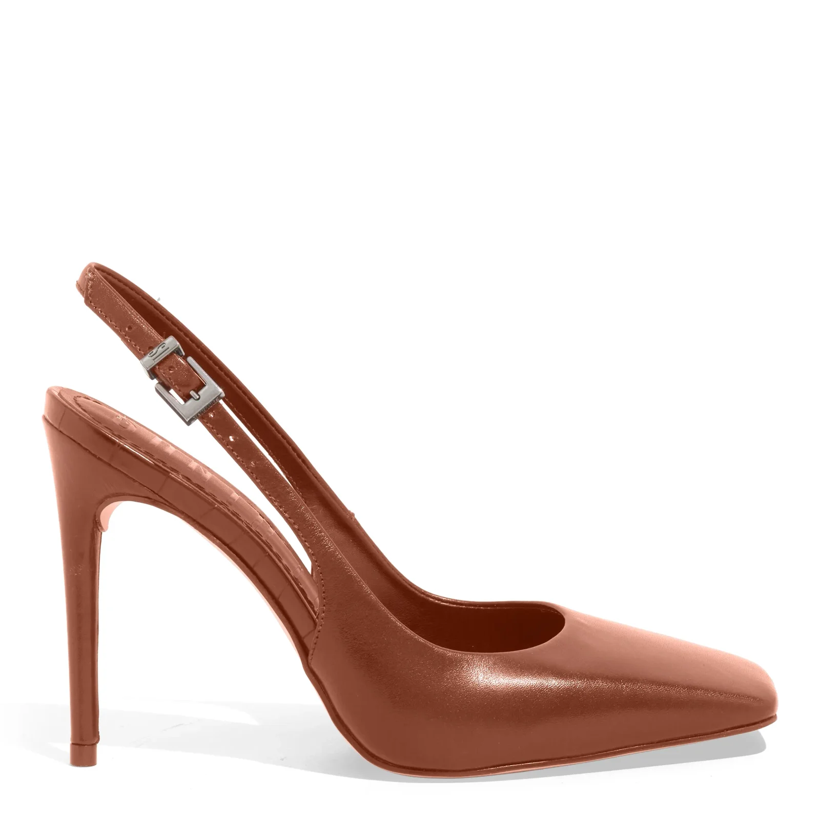 Scarpin Slingback Couro Marrom Salto Alto - vista 1 de 3