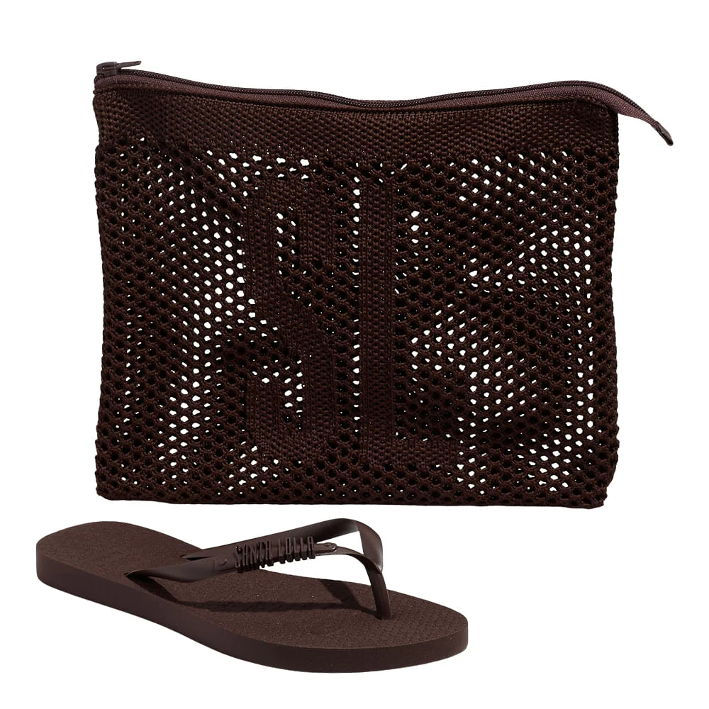 Kit Chinelo Flip Flop Borracha E Necessaire Marrom Cocoa - vista 1 de 7