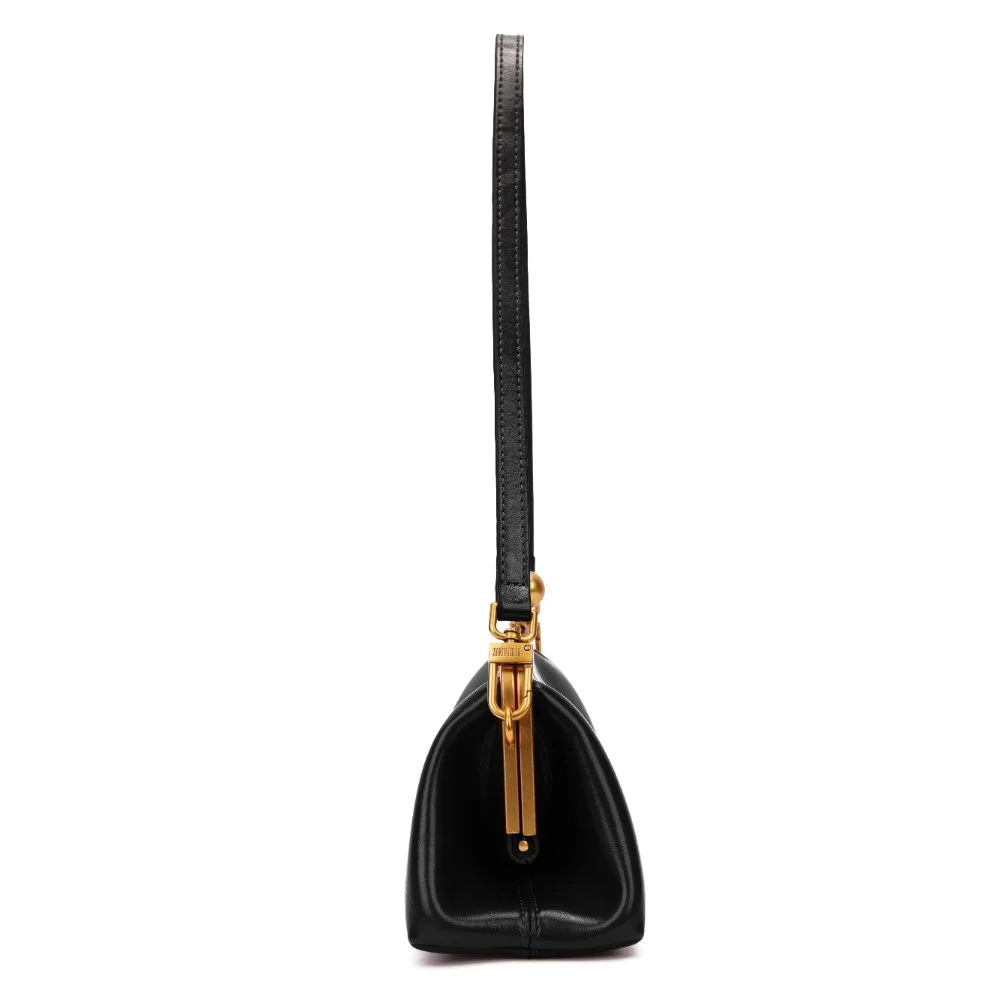 Bolsa Pequena Sof Preta Fecho Kiss Lock Alça de Ombro - vista 4 de 8