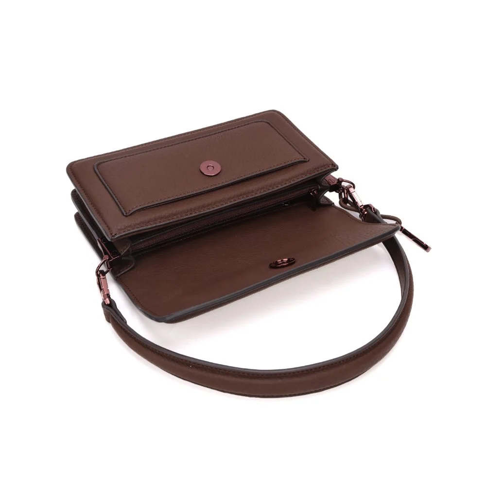 Bolsa Pequena Soft Marrom Dark Alça de Ombro - vista 5 de 7
