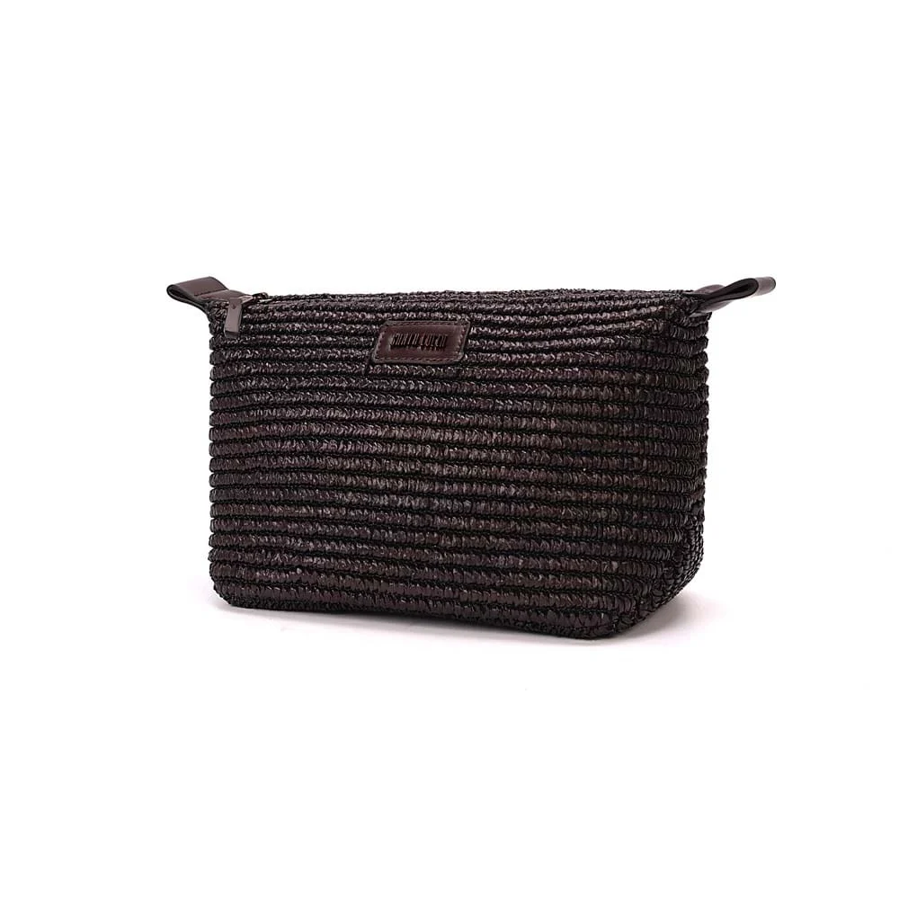 Necessaire Pequena Palha Marrom Dark - vista 3 de 7