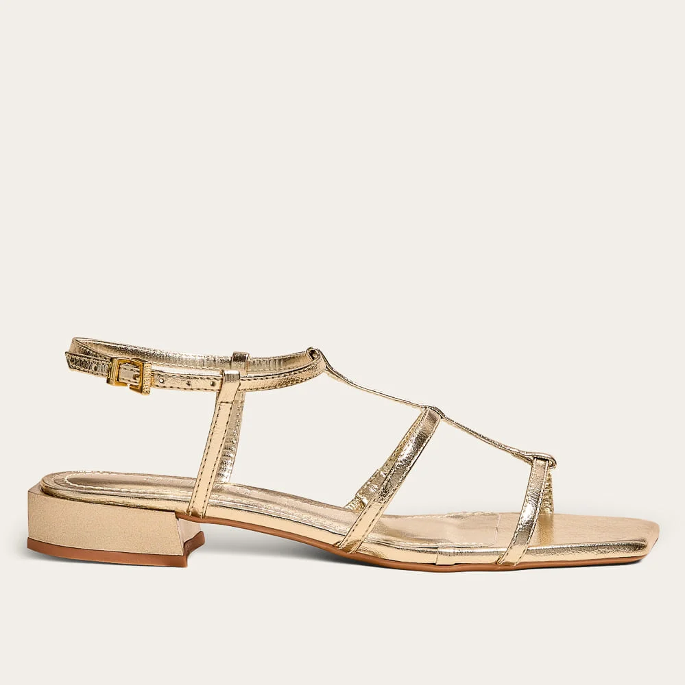 Rasteira Metalizado Soft Bico Quadrado Dourado - vista 1 de 3