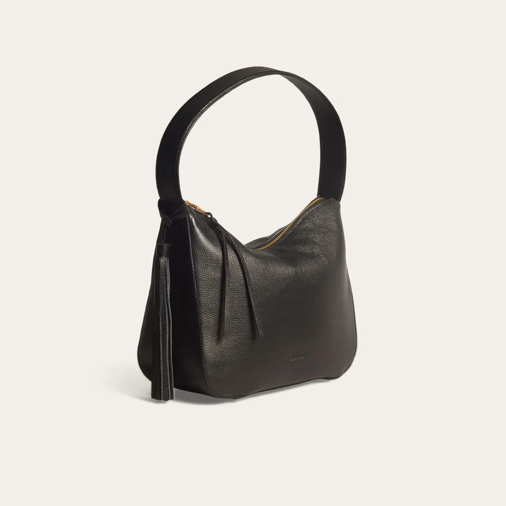 Bolsa Hobo Couro Floater Preto - vista 2 de 3