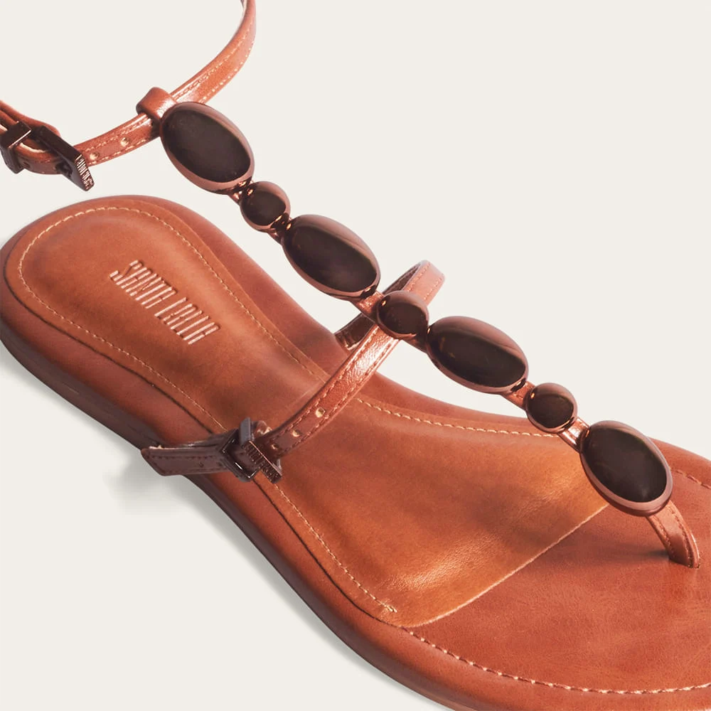 Rasteira Metal Napa Madri Marrom Caramel - vista 2 de 3