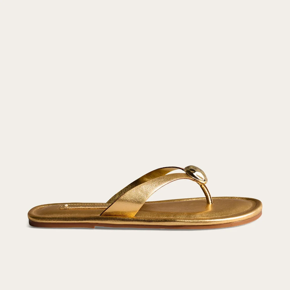 Rasteira Metal Metalizada Soft Dourada - vista 1 de 3