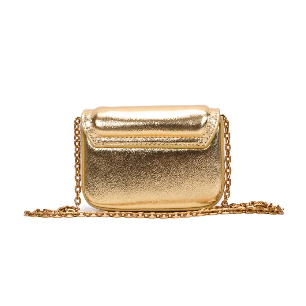 Bolsa Na Caixa Metalizada Dourada Alça De Corrente Transversal - vista 6 de 9