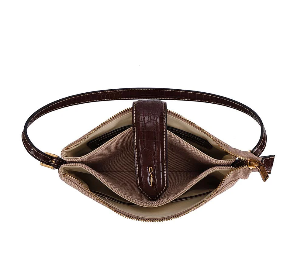 Bolsa Pequena Canvas Alça De Ombro Marrom Terracota - vista 7 de 7