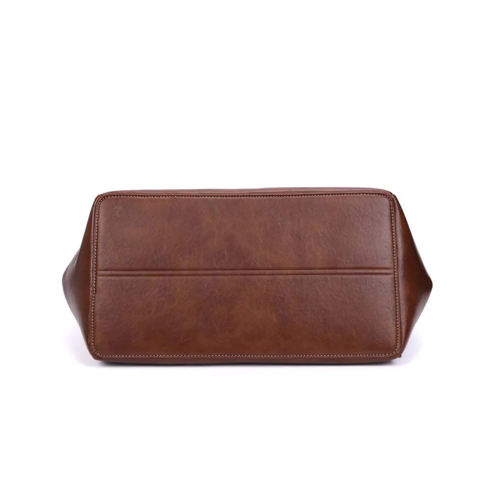 Bolsa Grande Rústica Alça De Ombro Marrom Terracota - vista 8 de 9