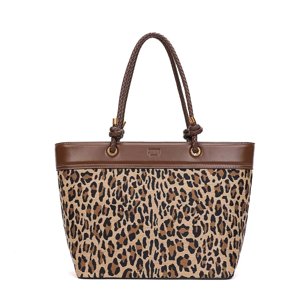 Bolsa Shopper Tramado Alça De Ombro Animal Print Onça - vista 1 de 7