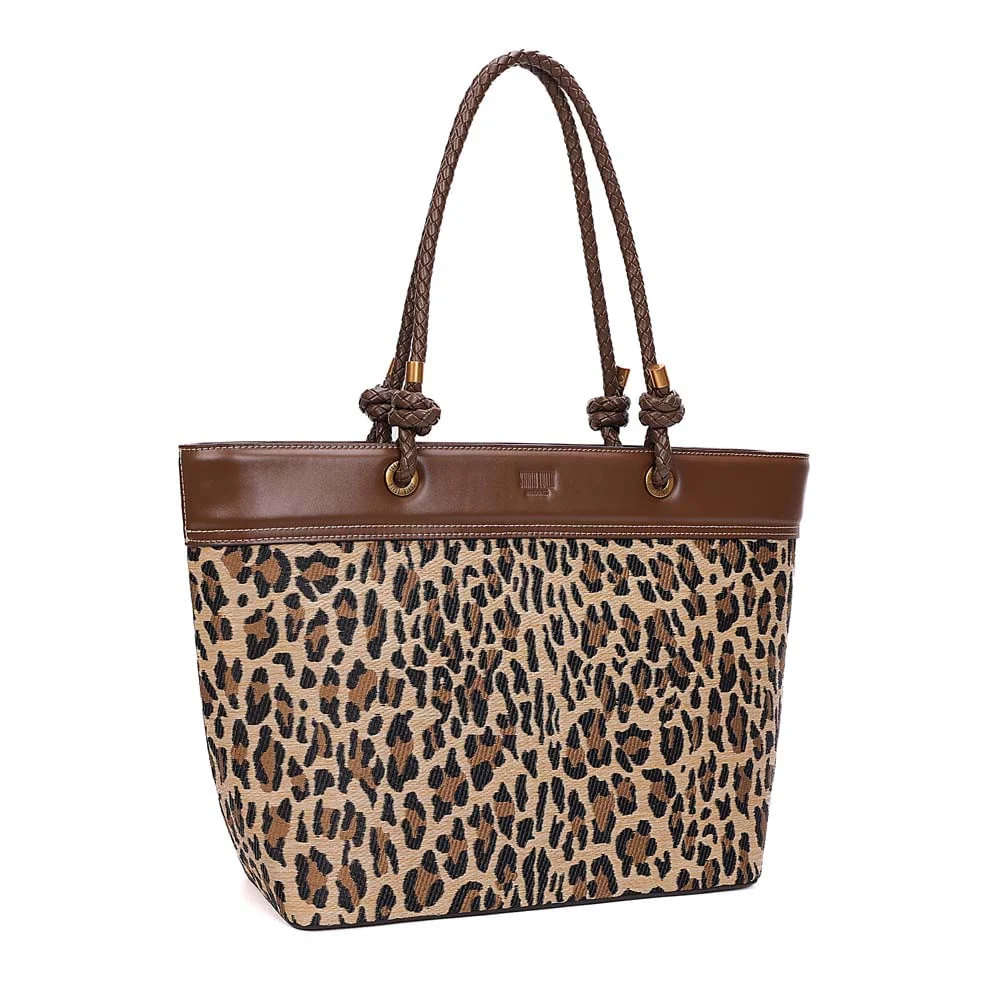 Bolsa Shopper Tramado Alça De Ombro Animal Print Onça - vista 2 de 7