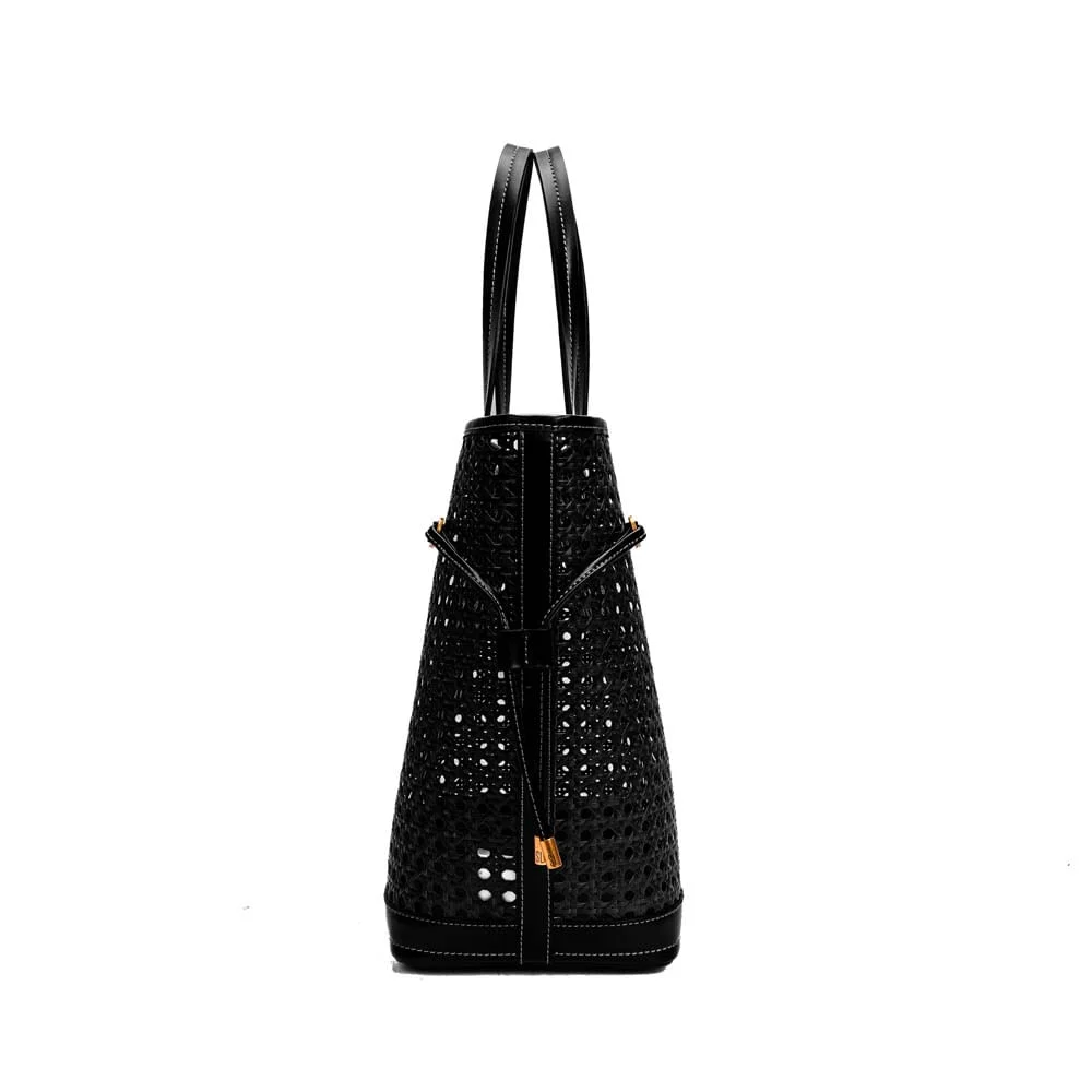 Bolsa Shopper Tressê Tramada Alça De Ombro Preta - vista 4 de 8