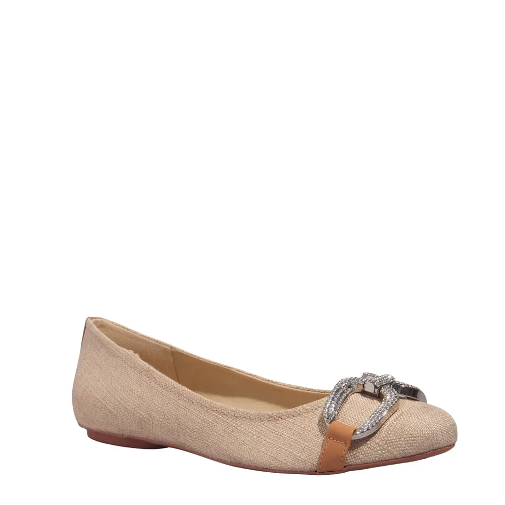 Sapatilha Linho Copacabana Bege Strass Brilho - vista 2 de 6