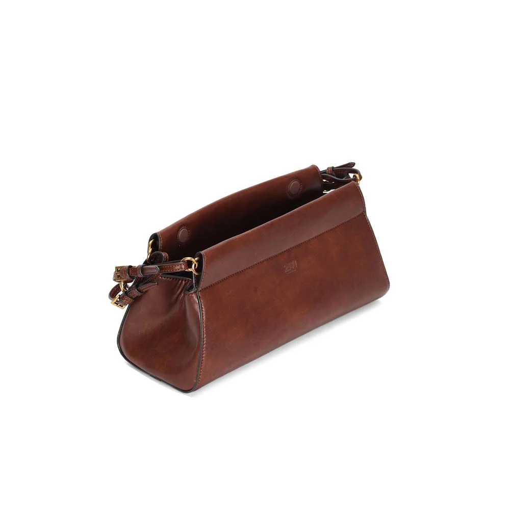 Bolsa Média Rústico Estruturado Marrom Dark Alça Fivela - vista 4 de 6